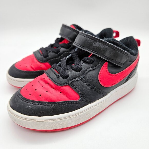 Nike Court Borough Low 2 Black Red White Toddler Boys Sneakers Sz 9C BQ5453-007 - Picture 2 of 12
